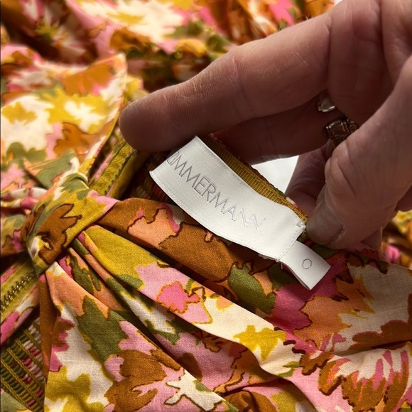 Zimmermann Cropped Cutout Floral Print Puff Sleeve Top Cotton Gauze Size 0 - Picture 6 of 16